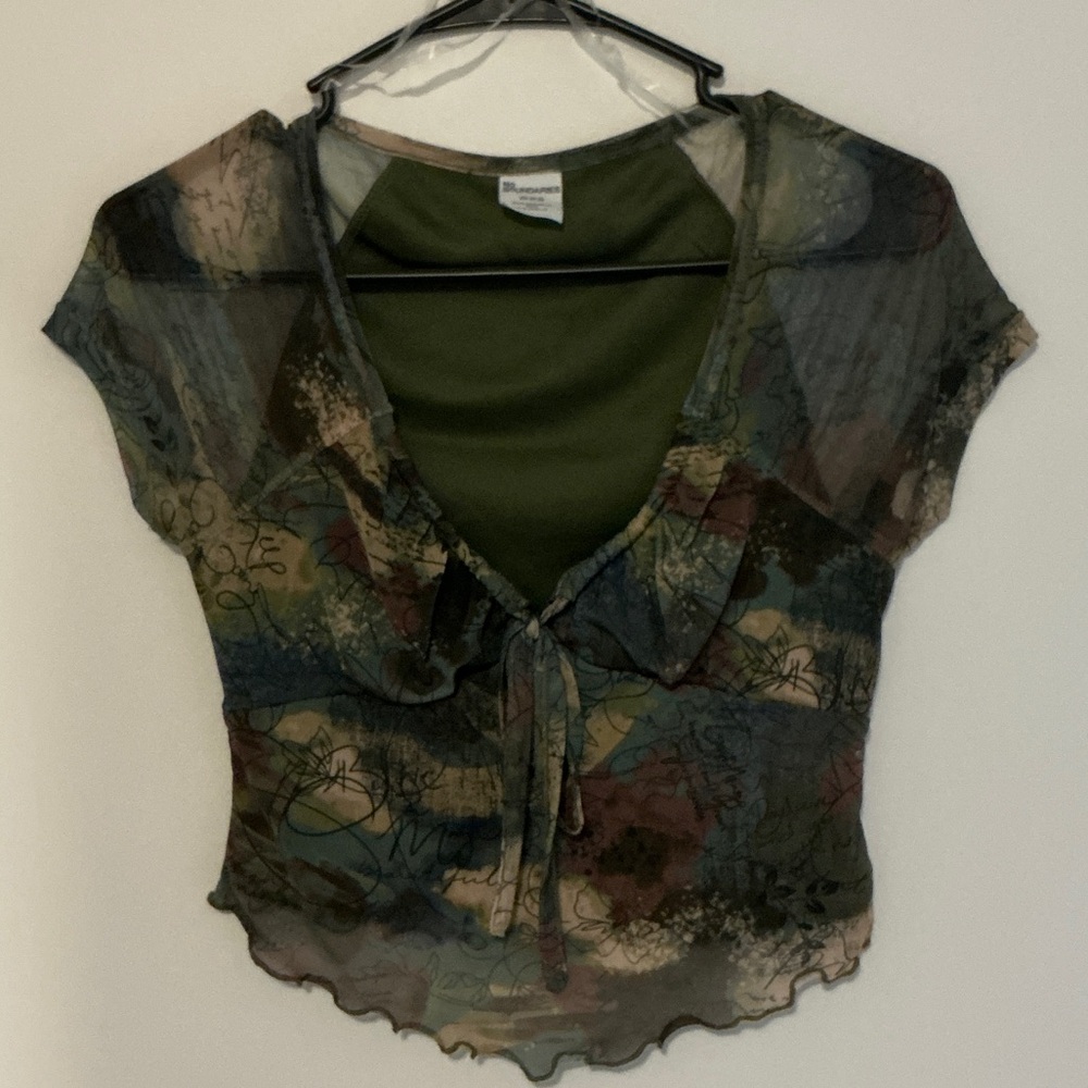 No Boundaries Green and Brown Women's Blouse